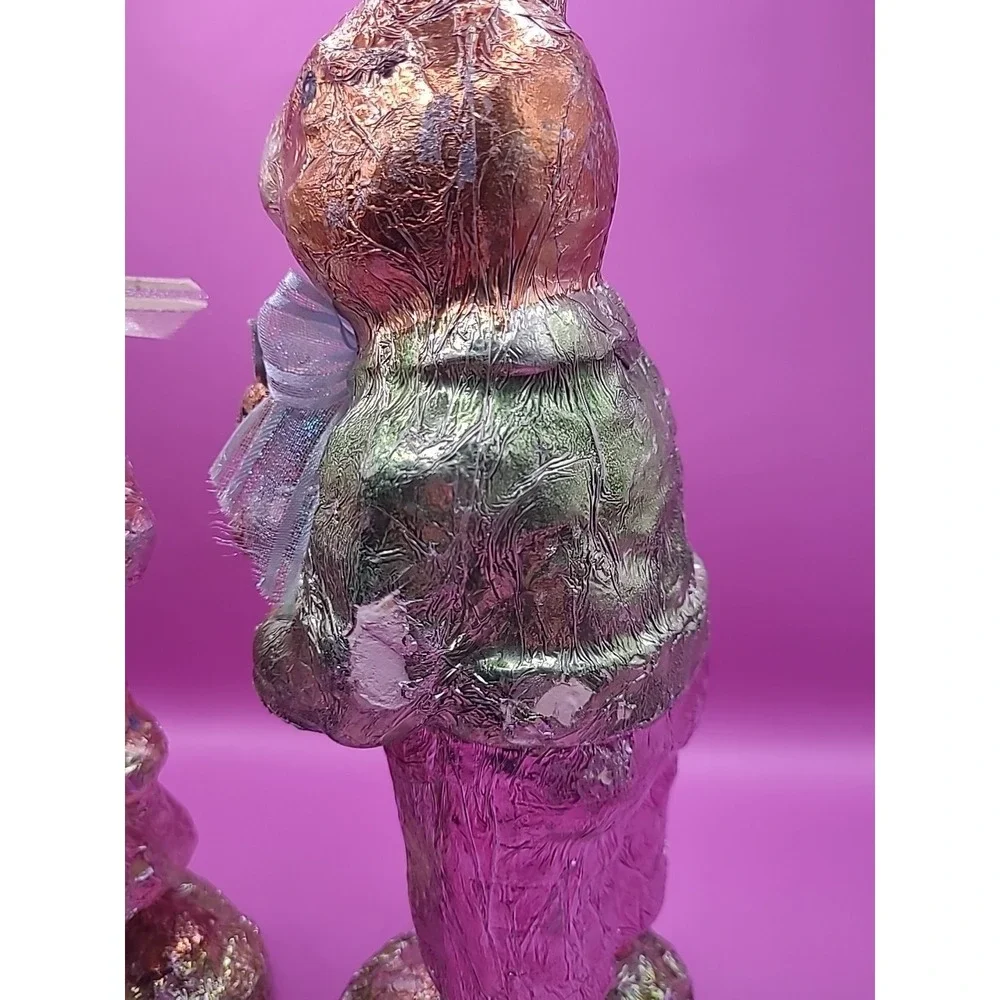 Vintage Ganz Faux Foil Wrapped Chocolate Easter Bunny Rabbit Lot Two Bunnies‎